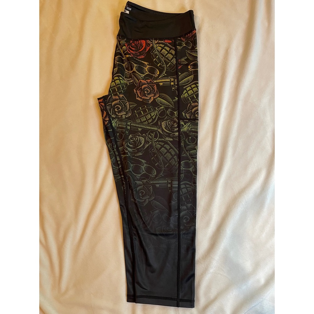 Constantly Varied Gear CVG Guns and Roses Tattoo Print Capri Leggings XX-Large - Picture 2 of 8